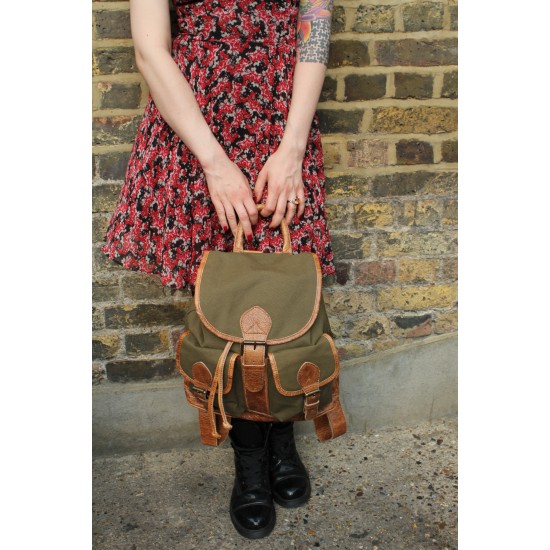 Canvas & Leather Olive and Tan Rucksack